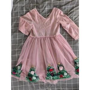 Boden pink Christmas tree velvet tulle dress